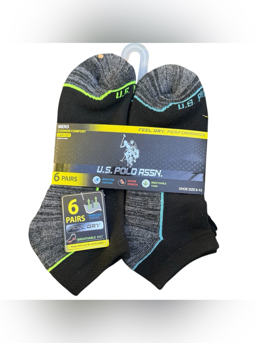 U.S. Polo Assn. Men’s Cushioned Athletic Sports Low Cut Comfort 6 Pairs Socks
